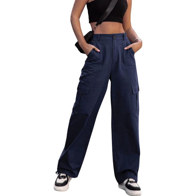 Летние женские повседневные брюки с высокой талией и широкими штанинами, женские длинные брюки