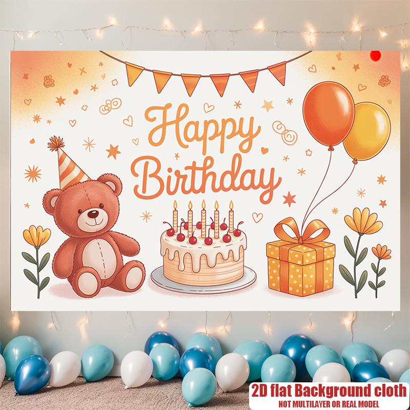 Dessert Sweet Polyester Fabric Birthday Party Decor Backdrop, Polyester Banner for Photo Props & Wall Hanging