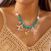 Summer Ocean Conch Shell Faux Coral Faux Pearl Beaded Necklace Beach Vacation Choker For Women