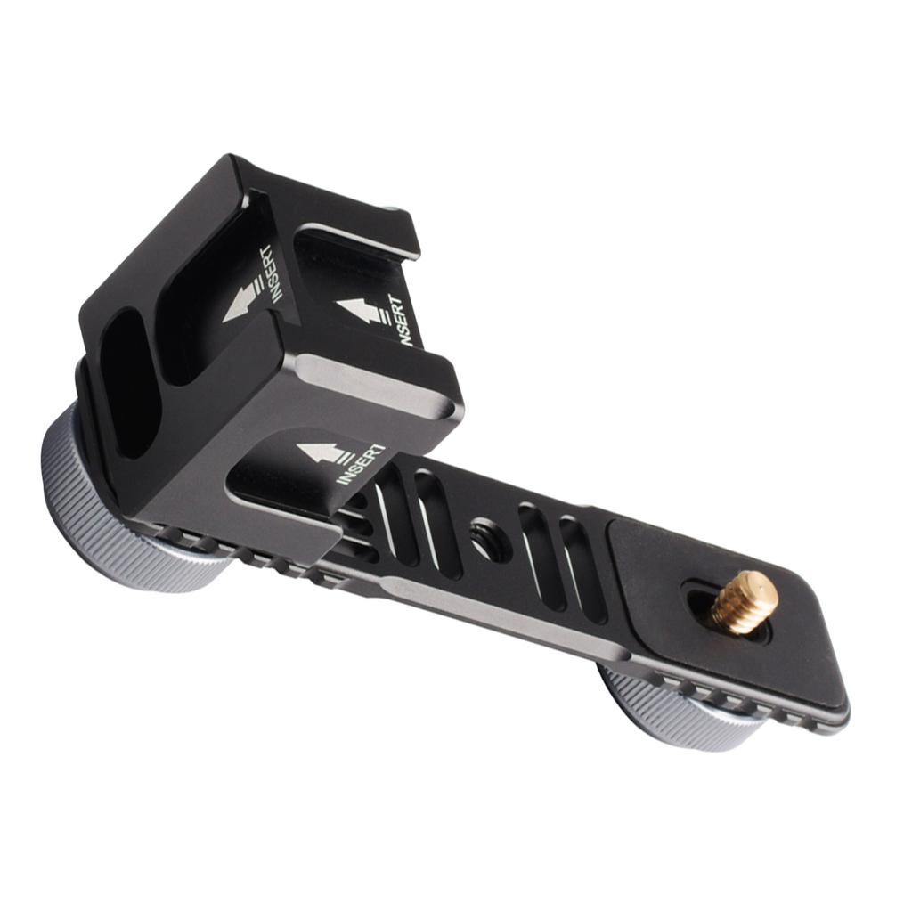 Universal Aluminium Alloy Gimbal Extention Bar Bracket Adapter with 4 Cold Shoe Mount 1 4 Inch Screw Adapter for LED