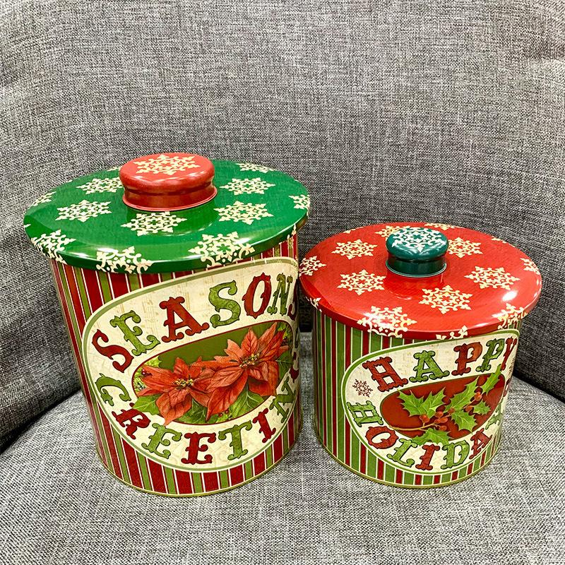 2 шт. Рождественская жестяная коробка, банка для хранения конфет, кофе, чая, специй, конфет, ювелирных изделий, герметичные бытовые банки, рождественская упаковочная коробка