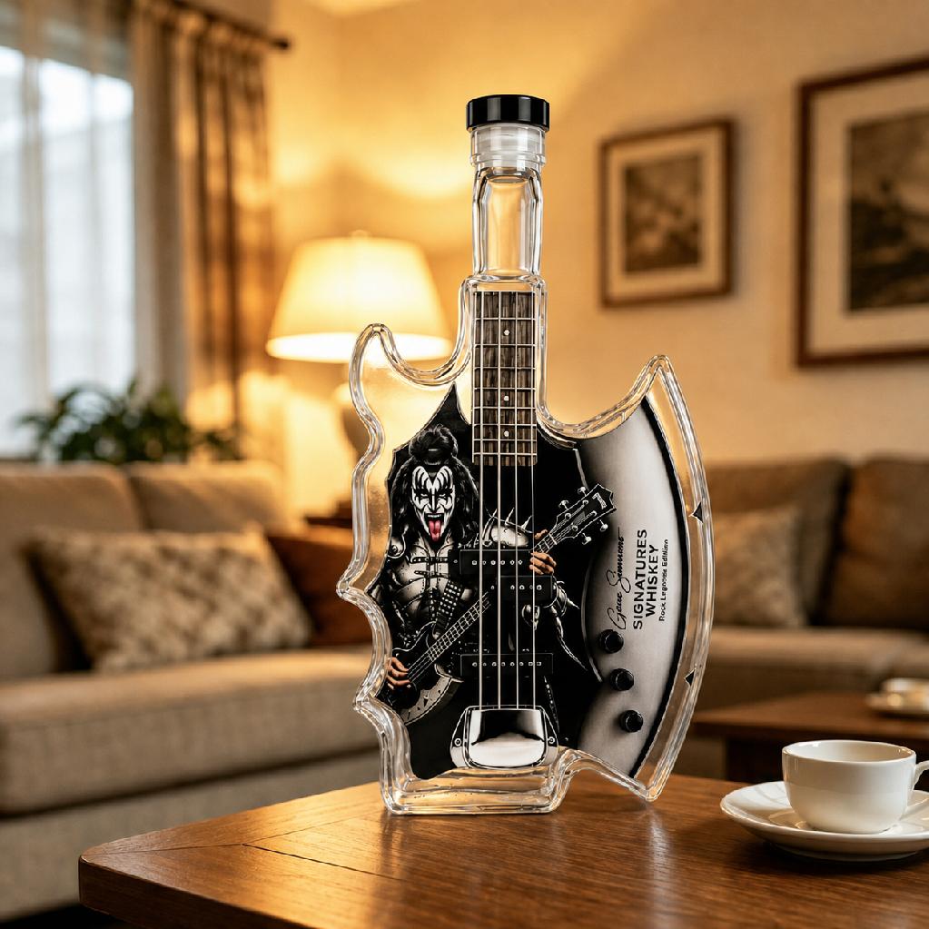Бас-гитара Gene Simmons Axe Декантер для виски, Стеклянная бутылка для крепких напитков в тематике рок-группы KISS, Декор для бара для фанатов, Коллекционный предмет