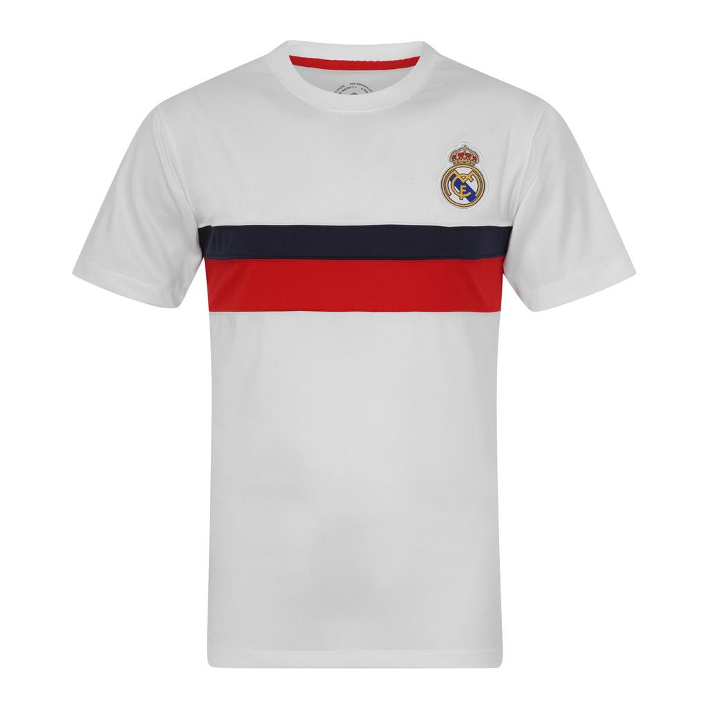 Real Madrid CF Mens Contrast Striped Polyester T-Shirt