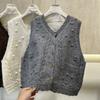 DIMANAF 2025 Autumn Women Sleeveless Vest Sweaters Knitting Buttons Oversize Casual Style Loose Sweater