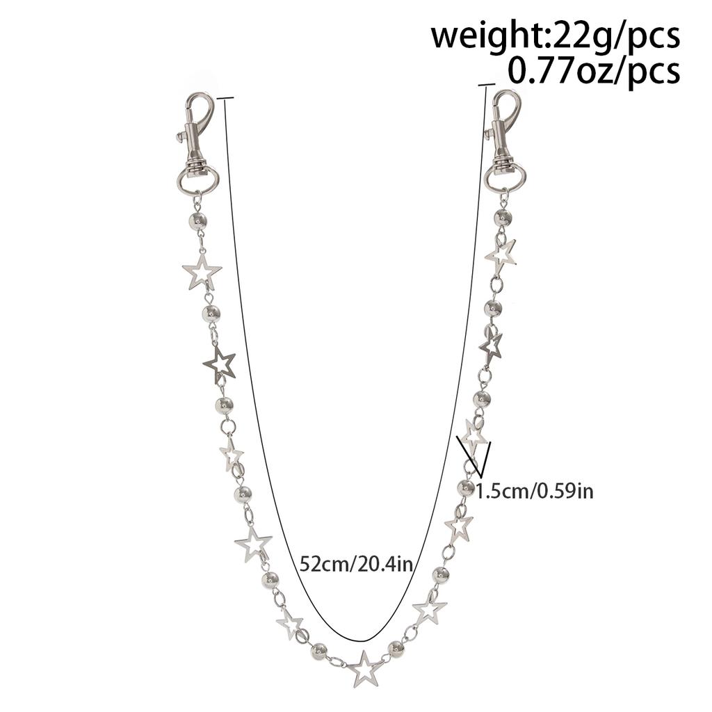 SHIXIN Punk Geometric Hollow Out Star Belt Chain Pentagram Versatile Pants Chain For Men Women Lobster Clasps Keyring Jewelry