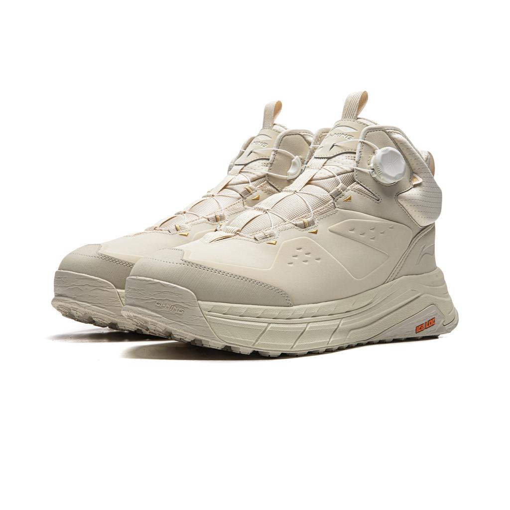 Li Ning Star Path 2 Амортизация Скользкие Устойчивые к истиранию Поддержка Средняя высота Повседневная обувь Унисекс Устричный серый AGLV283-1