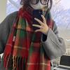 2024 Red Plaid New Year Scarf: High-End Christmas Style, Warm Retro Shawl Neck Warmer for Women and Students