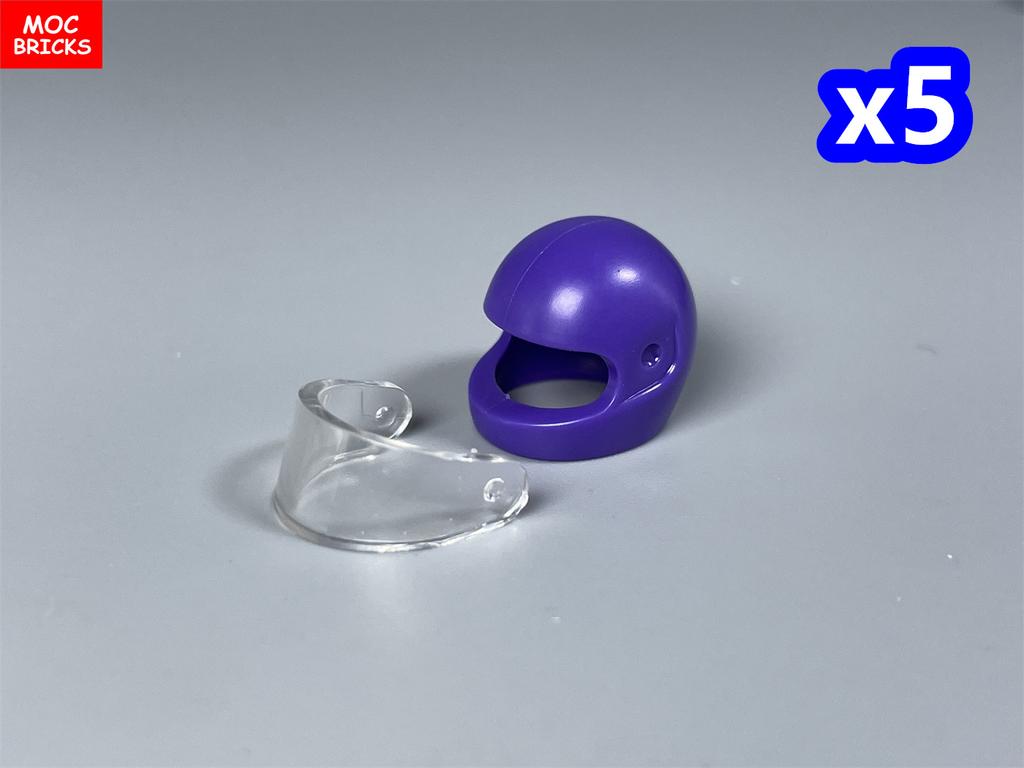 MOC Кубики Фиолетовый Мотоциклетный Шлем 4см Фигурка Одежда 30006 30124 88415 2446 2447 Шлем с Козырьком Строительные Блоки Детские Игрушки