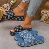 Независимая станция Мода 2025 Лето Популярные Новые Внешняя торговля Большой размер Один педаль Толстая подошва Клетчатые тканевые сандалии Женские