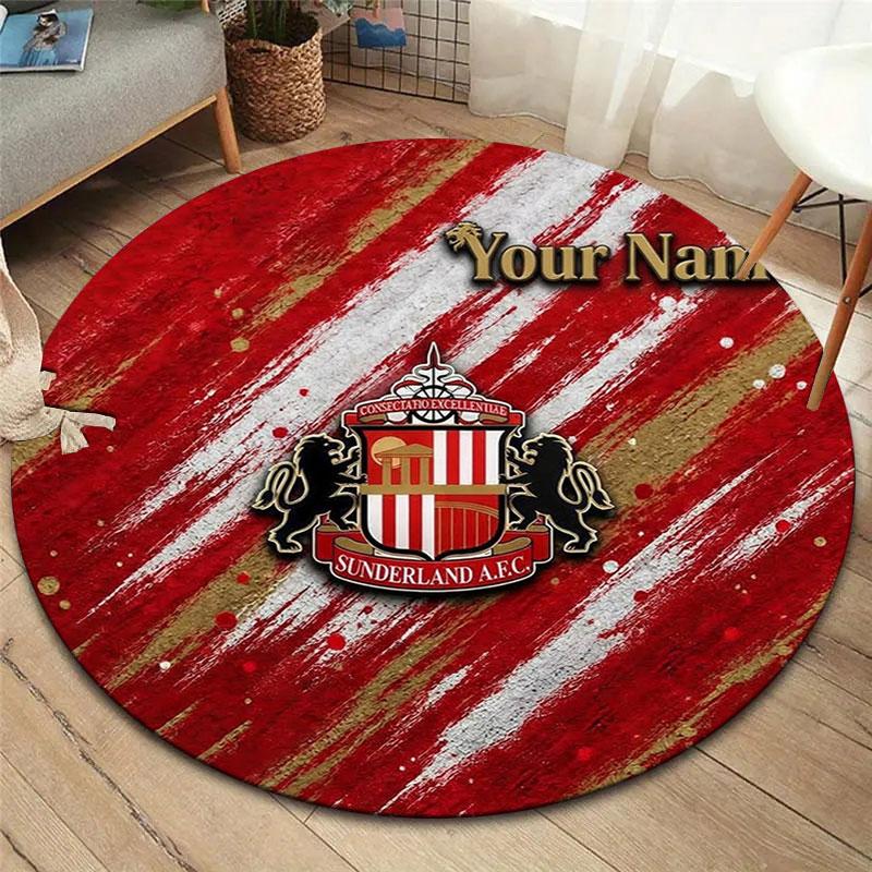 Sunderland A.F Custom Name Round Area Rug,Carpet Rug for Living Room Bedroom Sofa Playroom Decor,Non-slip Floor Mat
