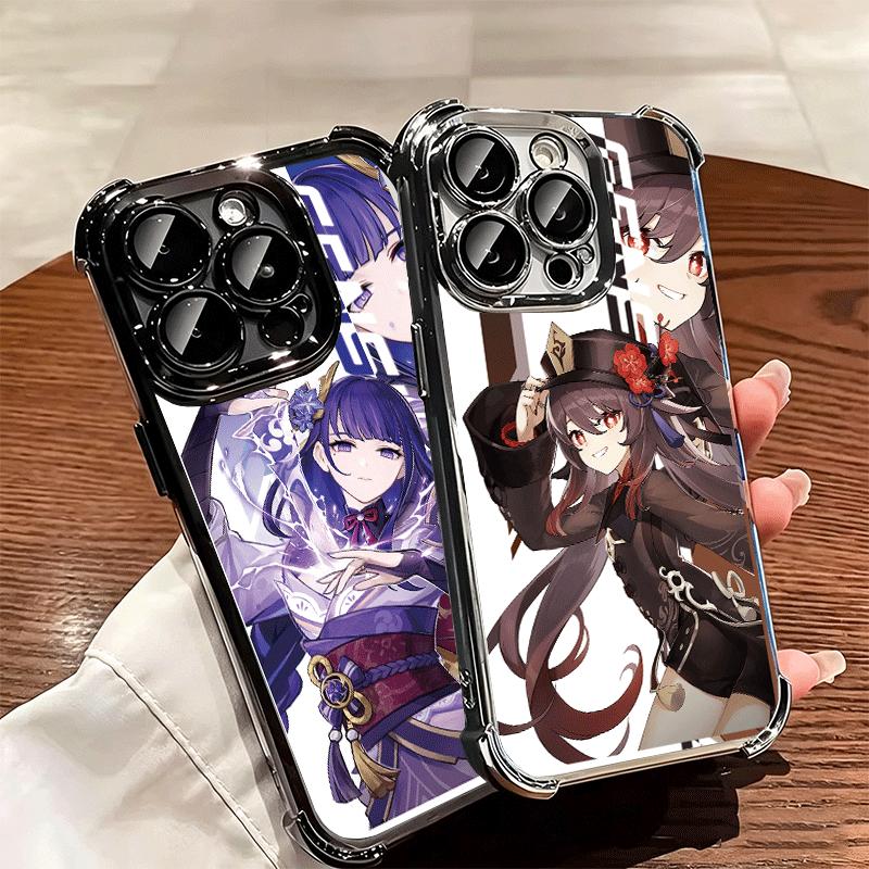 Чехол для телефона с покрытием Genshin Impact Design Для iPhone 16 17 Pro Max Air 16E 14 15 Plus 12 13 Mini Противоударный Чехол с Подушкой Безопасности