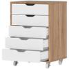 Five-Drawer Filing Cabinet, with Wheels - Oak Brown