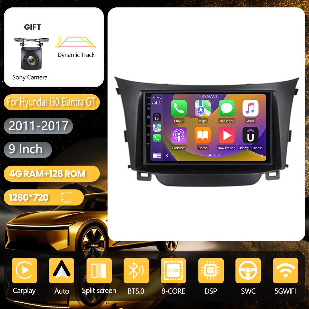 Autoradio multimédia Android 16 pour Hyundai i30 Grand Elantra Grant 2011 - 2017 Carplay Auto Navigation sans fil WiFi+4G