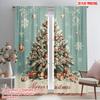 2pcs,2D Plane Printing Creative Curtains Christmas Tree (2) Polyester (without Rod) Decorations Inside for Bedroom, Living Room,