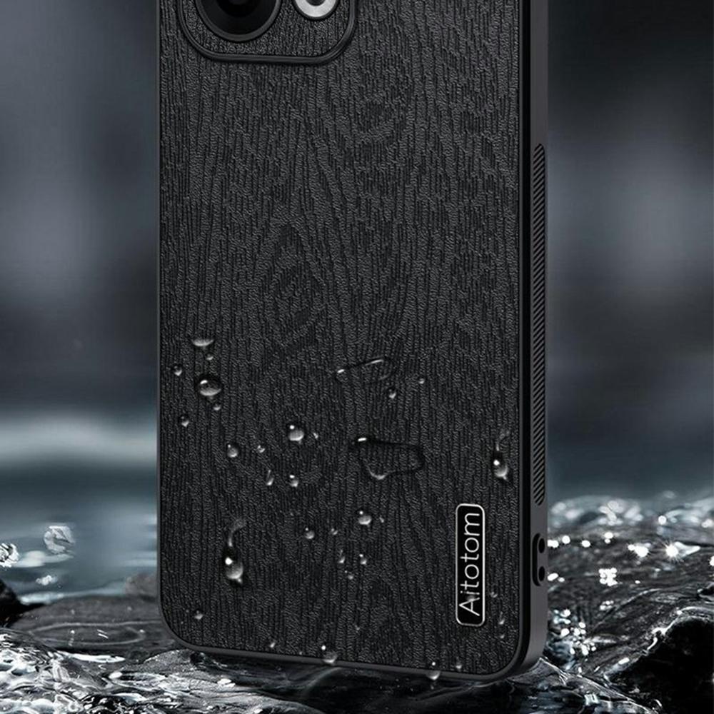 Для Oppo Reno13 5G (Глобальный) Чехол Текстура дерева Покрытый ПУ кожей Чехол для телефона из ПК+ТПУ