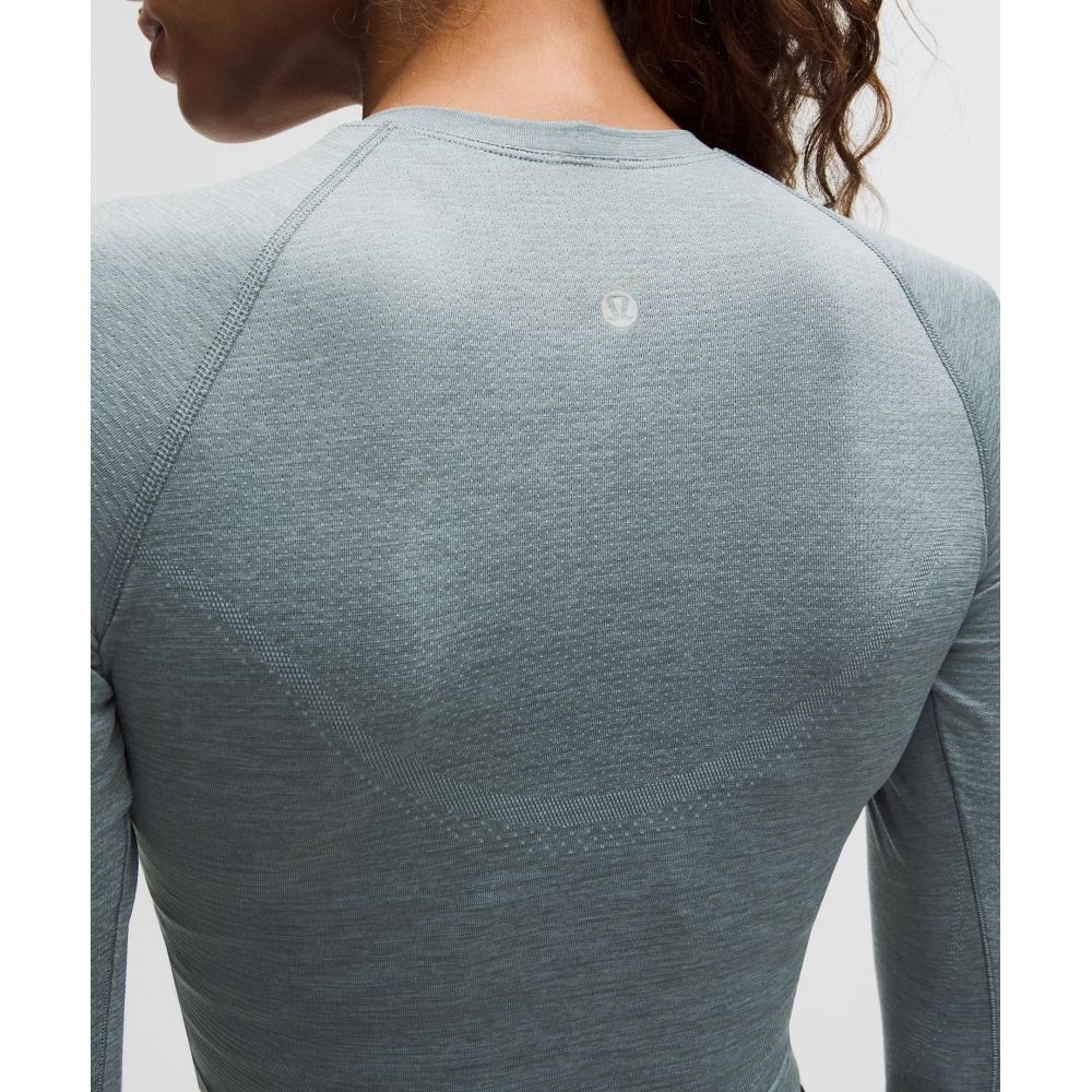 Lululemon Swiftly Tech Cropped Long Sleeve Shirt 2.0 Concrete Blue Belgian Blue