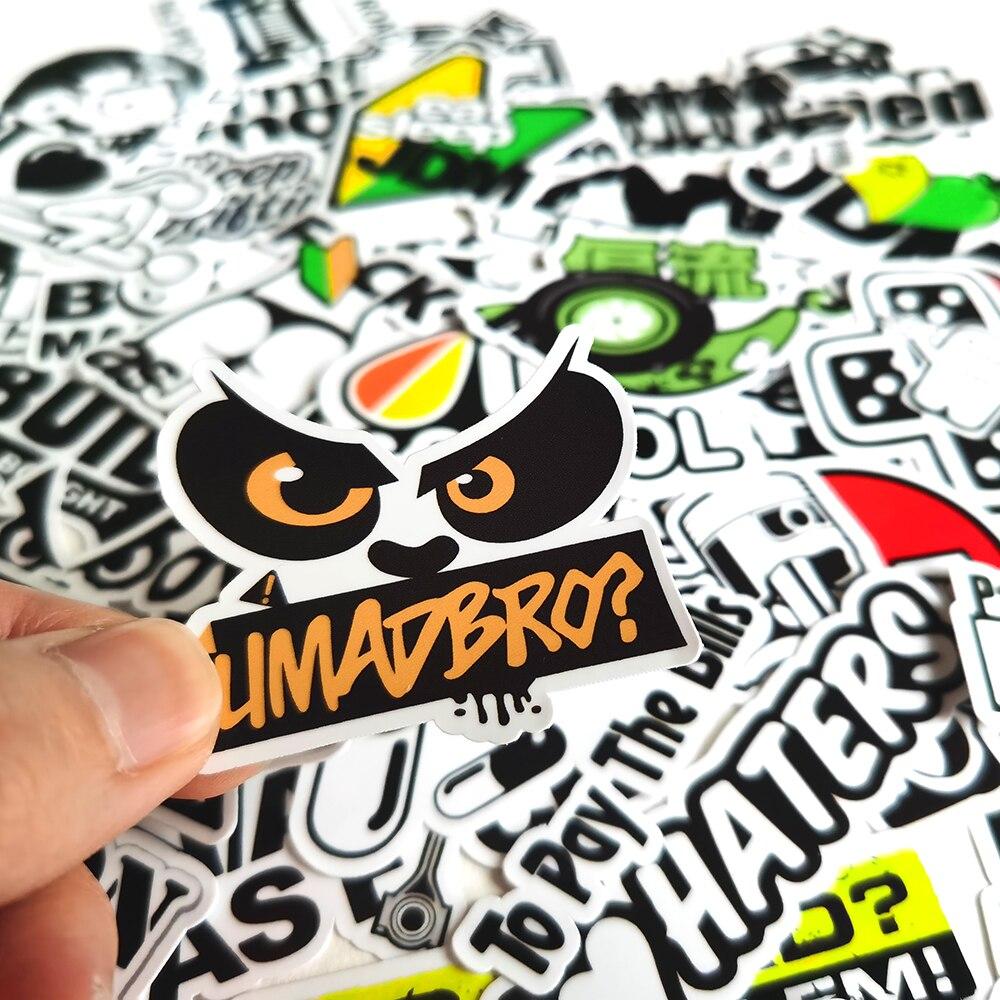 10/50 шт. крутые черно-белые наклейки в стиле JDM, гоночные мотоциклы, граффити, наклейки для багажа, ноутбука, скейтборда, велосипеда