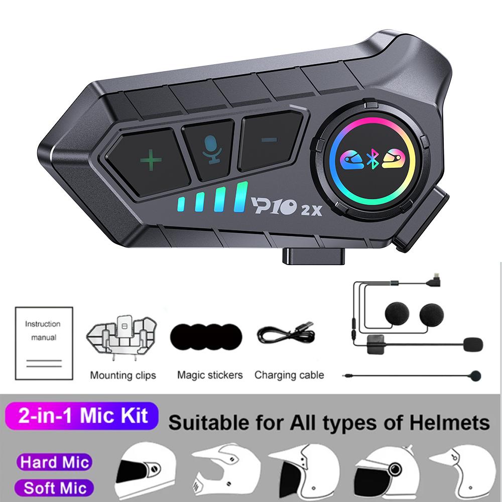 Motorcycle Intercom Bluetooth Headset Helmet For 2 Riders Intercommunicator Waterproof Waterproof Earphone Interphone BT 5.3