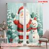 2pcs,2D Plane Printing Popular Curtain Panels Cute Santa Snowman Christmas Winter (3) 100% Polyester (without Rod) Room Decor