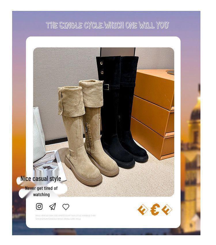 Женские ботфорты больших размеров для полных ног – Осенне-зимние сапоги-рыцари с высоким голенищем и толстой подошвой