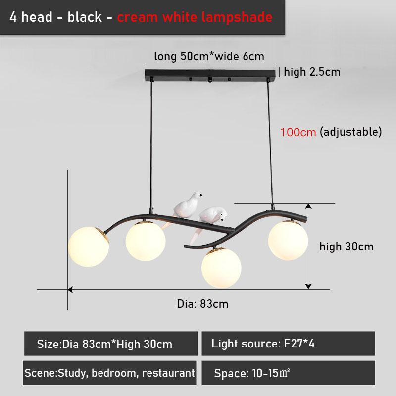 Nordic 12W Bird Chandelier E27 Трехцветный затемняющий обеденный стол Подвесной светильник Светодиодные светильники для украшения ресторана Внутреннее освещение