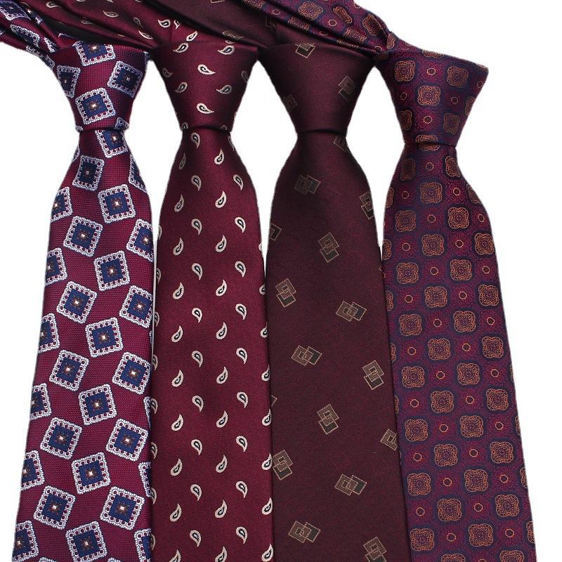 Галстук бордовый ретро мужской свадебный галстук жениха пряжа полиэстер шелковый деловой галстук