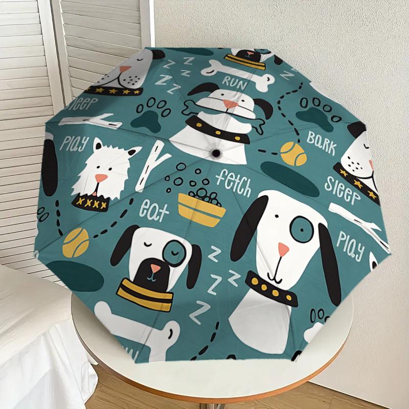 1PC Dog Love Umbrella-8-Rib Reinforced, Automatic Open, Lightweight & Durable, Cute Fashion Accessory for Outdoor-A1312