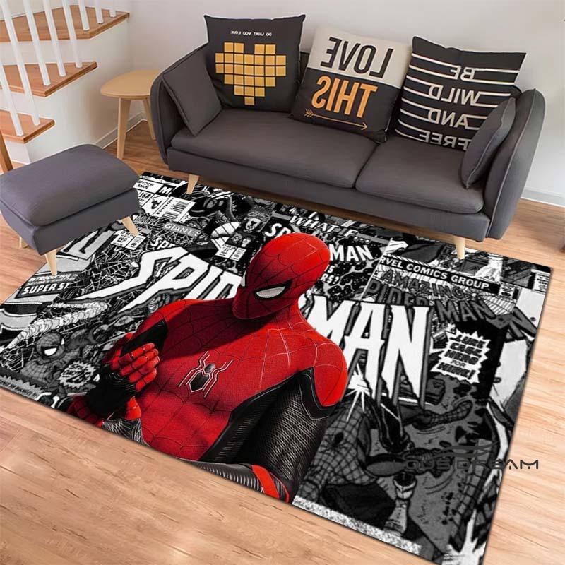 3D-Printed Cartoon Spider-Man Rug — Ideal for Home Decor (Bedroom, Living Room, etc.); Fluffy Square Carpet, Soft Area Rug, and