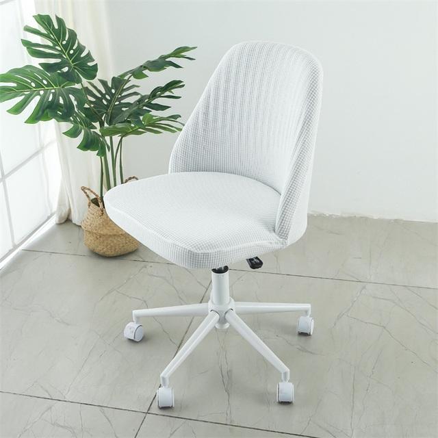 Polar Fleece Stretch Duckbill Chair Cover Curved Back Office Chair Cover Low Back Round Elastic Seat Slipcover Shell Chair Cover