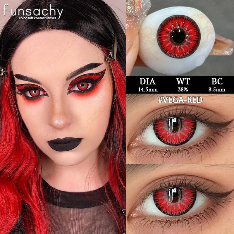 FUNSACHY Blindness Black Cosplay Contact Lenses for Eyes Halloweeen Party Makeup Eye Contacts Yearly Use Beauty Pupils Cosmetics