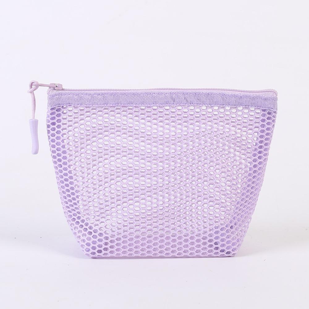 Portable Mesh Cosmetic Bag Dopamine Transparent Lipstick Makeup Bag Large Capacity Zipper Coin Purse for Women Girls