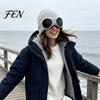 Stylish Streetwear Hat Knitted with Goggles, Unisex Winter Hat, Fleece Lined, Windproof Commuter Gear Warm Skull Cap for Outdoor Cycling Skiing Street