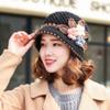 Warm Knitted Bucket Hat Windproof Floral Crochet Hat Vintage Yarn Cloche Hat  Winter