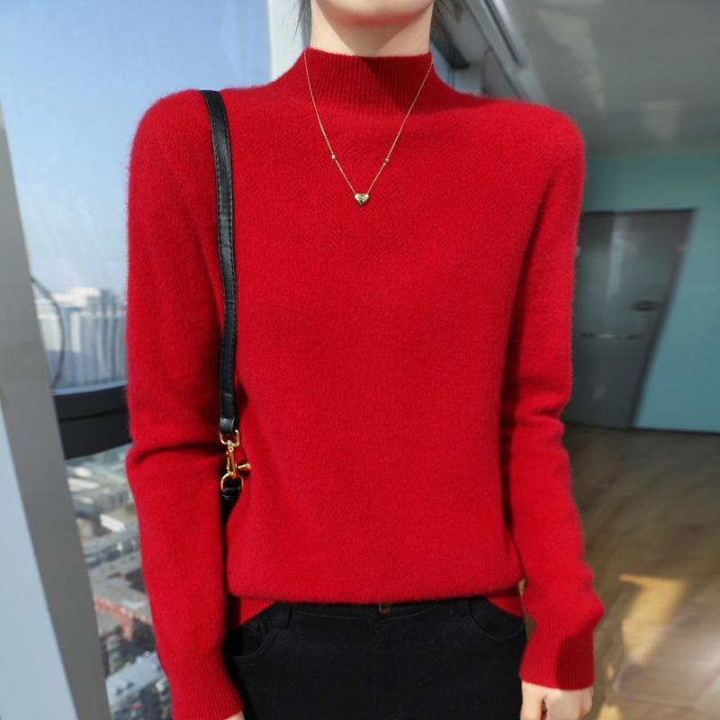 DAFIFY Женская мода повседневная осень-зима однотонный принт длинный рукав полуводолазка свитера