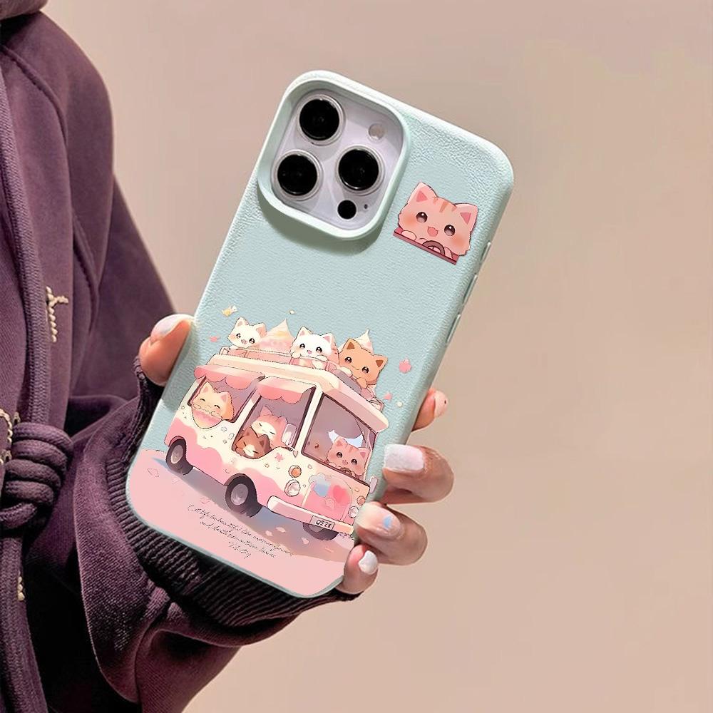 Чехол для телефона iPhone 11 13 XR XS Max, чехол для iPhone 12 14 15 16 Pro Max 12 Pro 15 Plus, кожаный, окрашенный, водонепроницаемый, устойчивый к падениям и износу, мультяшный