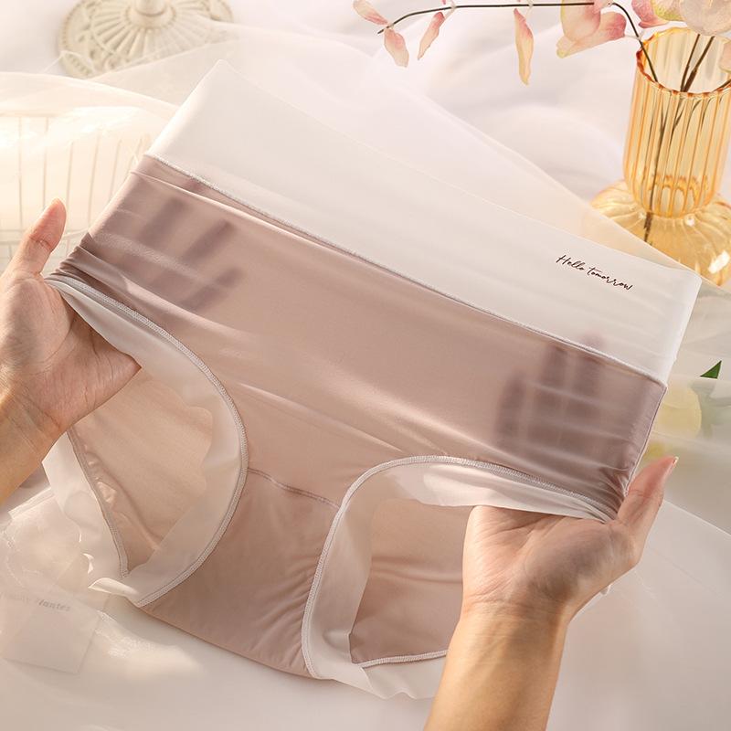 Большие размеры женские трусики Ice Silk с высокой талией и облегающими дышащими быстросохнущими трусиками
