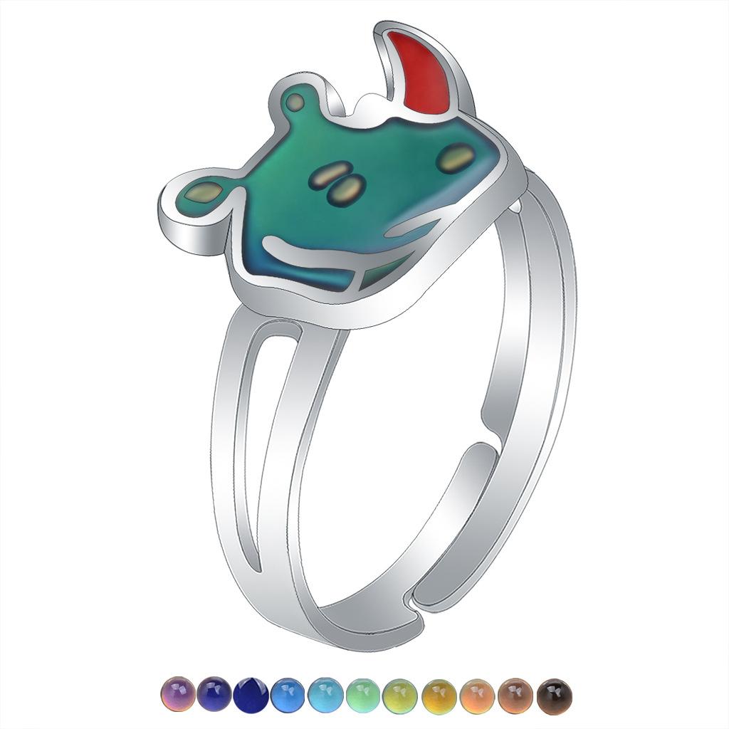 1Pcs Fashion Ring Simple Children's Princess Cartoon Cute Animal Temperature Change Ring