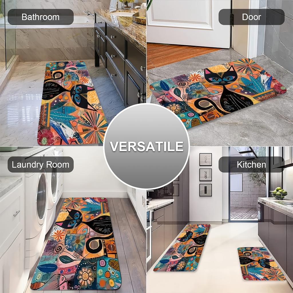 1PC Cyberpunk Skull Pattern Kitchen Rug Non-Slip Door Mat Pop Design Bathroom Rug Bath Mat Carpet for Home Sink Laundry Decor
