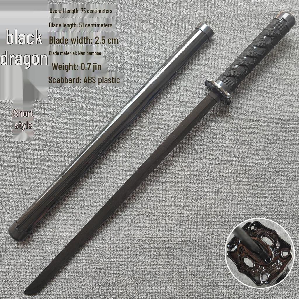 Bamboo & Wood Samurai Training Sword with Scabbard - Tang Horizontal Anime Blade