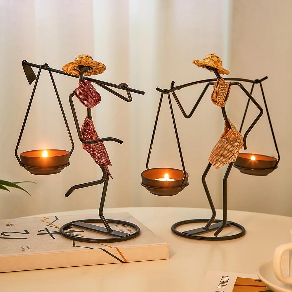 Creative Wedding Table Nordic Home Decor Retro Iron Candle Holder Birthday Christmas Decoration Coffee House Home Furnishings
