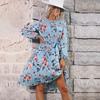 YYFS Women's Fashion Summer Spring Floral Print Long Sleeve O-Neck Casual Dresses