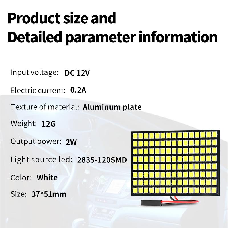 4pcs Car Panel Light Reading Room Lights Auto Interior Dome Trunk Lamp Door Bulb for T10 LED 2835 120SMD Super Bright White
