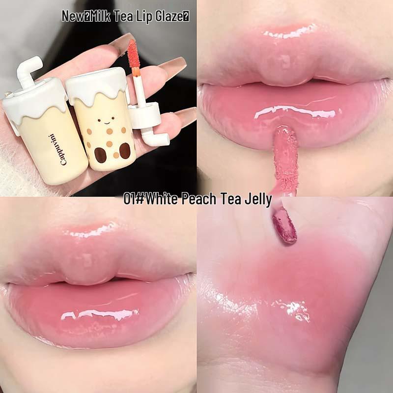 CAPPVINI Глянцевая глазурь для губ "Жемчужный молочный чай" - Милая, Доступная Помада для Студенческой Вечеринки