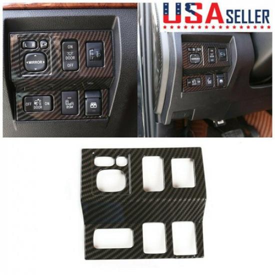 ABS Carbon Car Headlight Switch Button Cover Trim For Toyot-a Tundra 2014-