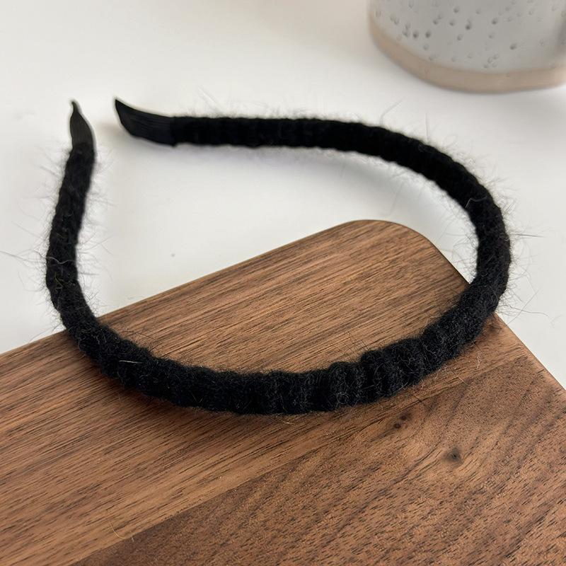 Retro Autumn Winter Wool Knitting Headbands Fashion Plush Elastic Hair Bands For Woman Girls Simple Sweet Temperament Hair Hoop