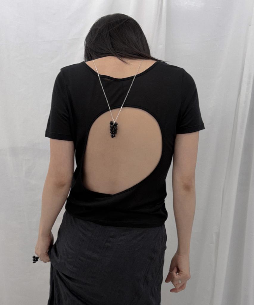 Knosis [925 Silver] Onyx Pebble Necklace