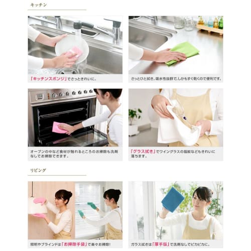 Teijin Acchi Kocchi Dishcloths, Large, Set of 4 (2 each of Blue and Pink)