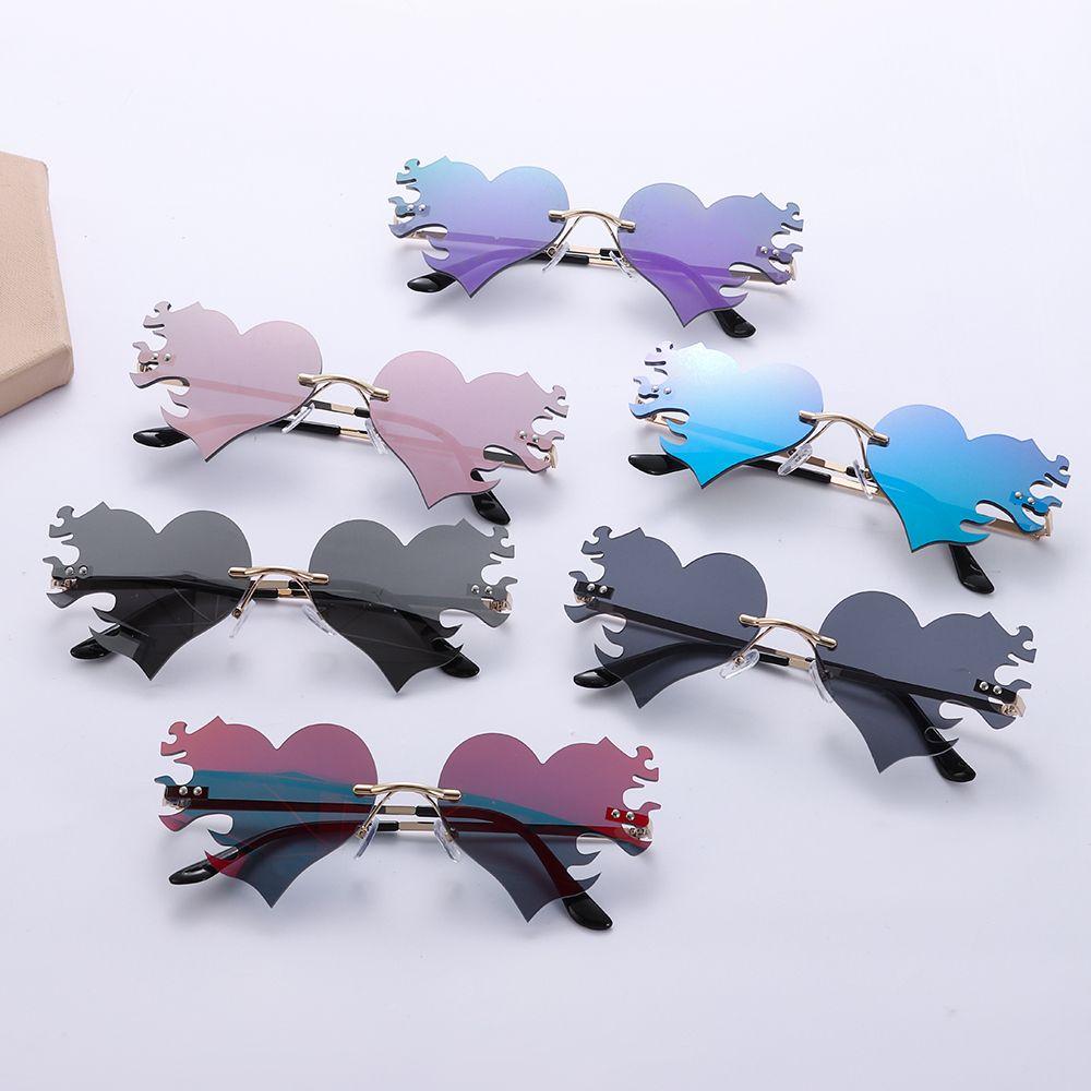 UV400 Protection Party Favor Heart Sunglasses Sunglasses for Women Heart Glasses Rimless Sunglasses