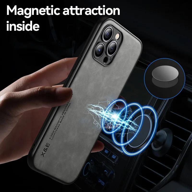 Встроенный магнитный автомобильный чехол для iPhone 16 15 Pro Max 14 Plus 13 12 Mini 11 защитный чехол держатель защитный чехол для телефона