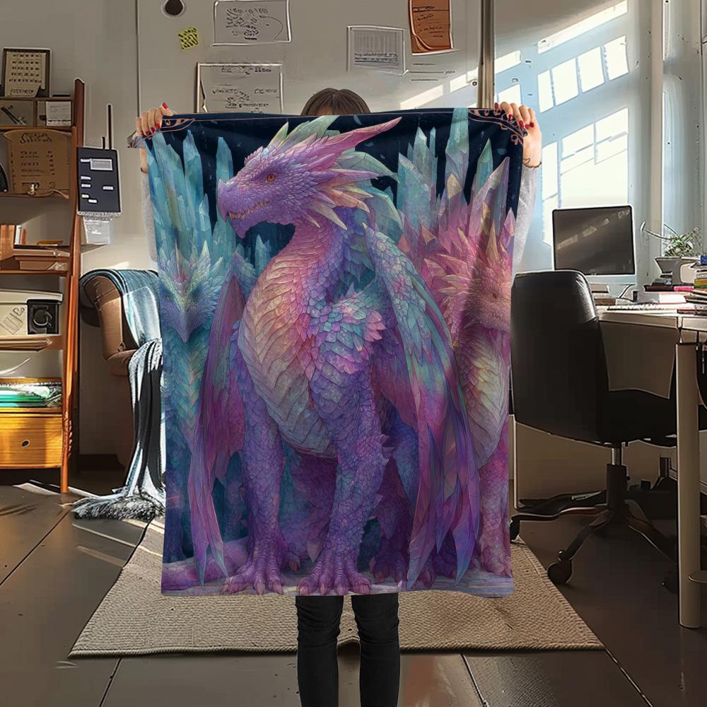 Purple Dragons Print Flannel Blanket, High quality Comfortable for All Seasons, Home Decor, Warmth and Comfort